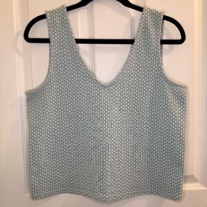 Madewell Cropped Tank Top Size S Green & White Pattern Loose Fit